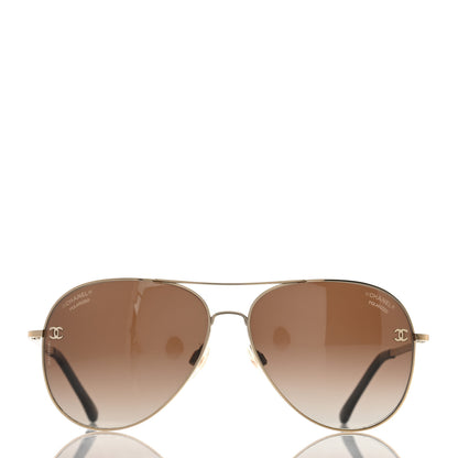 Chanel Metal Polarized Aviator CC Sunglasses 4189-T-Q Brown 2 of 8