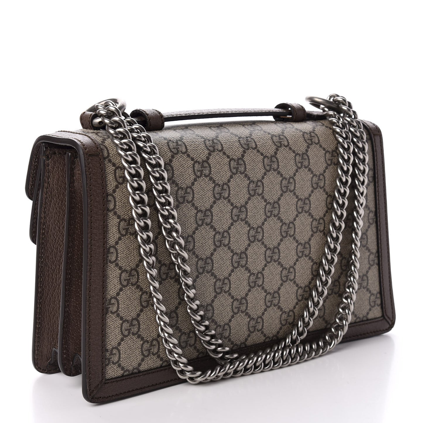 GG Supreme Monogram Textured Dollar Calfskin Top Handle Dionysus Shoulder Bag Beige Ebony New Acero