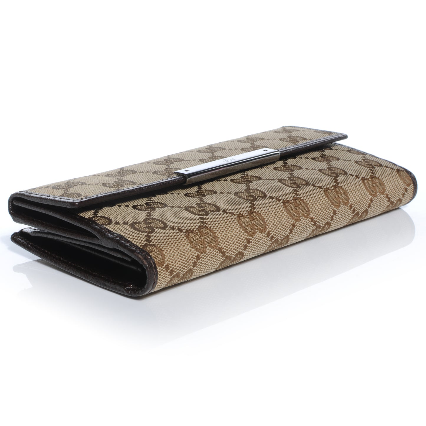 Monogram Metal Bar Continental Flap Wallet Beige Ebony Dark Brown