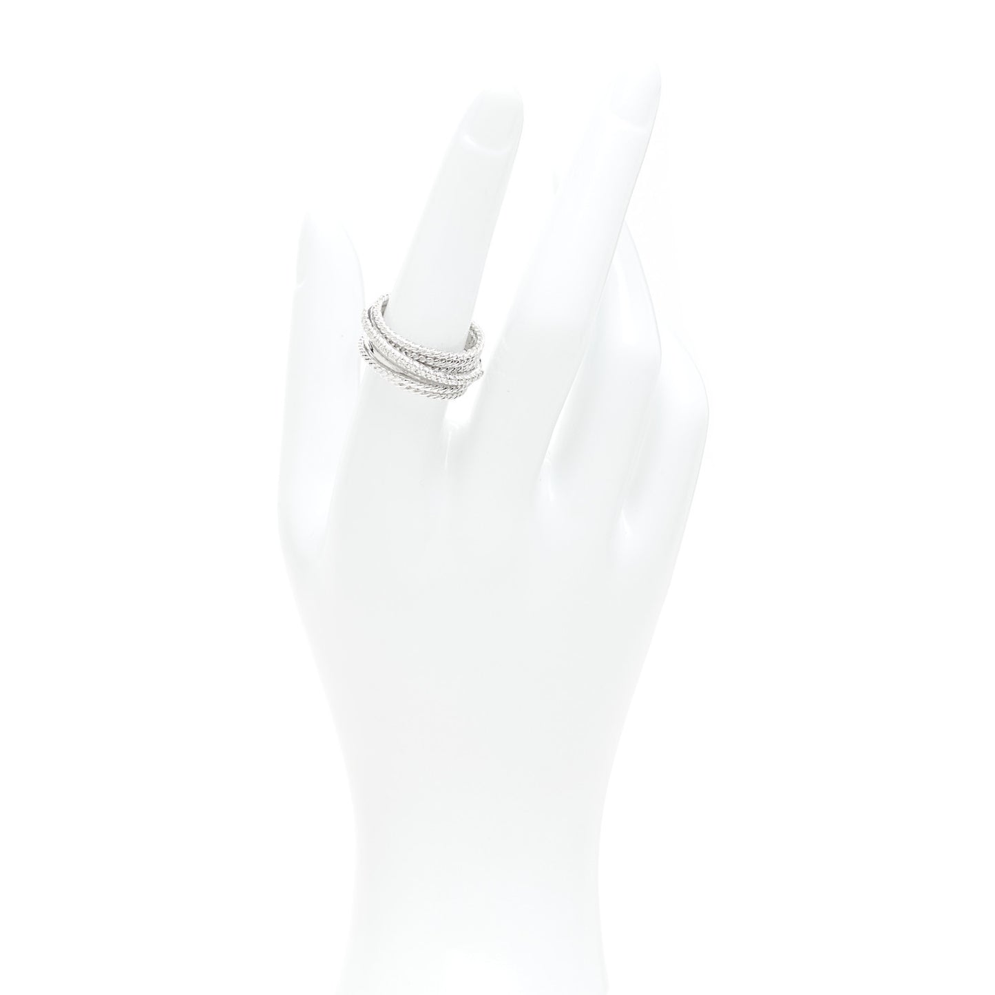 Sterling Silver Diamond 12mm Wide Crossover Cable Ring 54 7