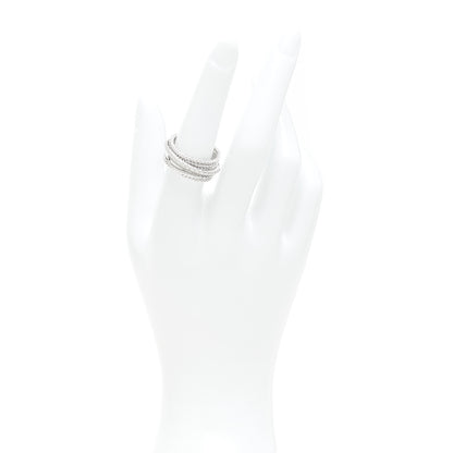 David Yurman Sterling Silver Diamond 12mm Wide Crossover Cable Ring 54 7 2 of 4