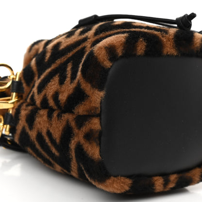 Fendi Shearling Vitello Dolce F is Fendi Macro FF 1974 Mini Mon Tresor Bucket Bag Tobacco Black 9 of 11