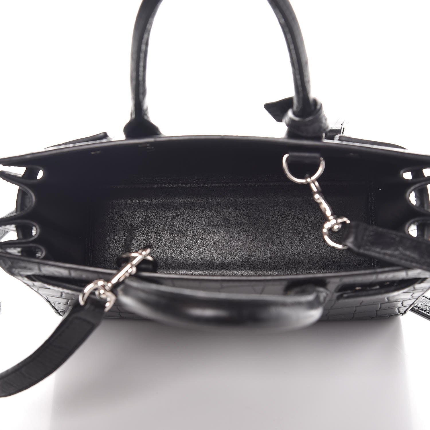 Saint Laurent Croc Calfskin Embossed Nano Sac De Jour Black 6 of 12