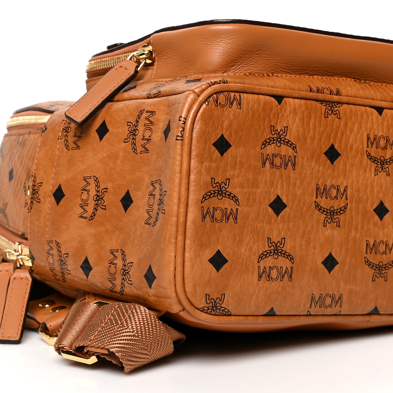 MCM Visetos Mens Medium Stark Backpack Cognac 8 of 9