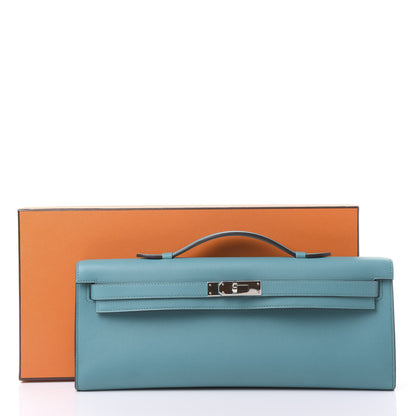 Hermes Swift Kelly Cut Clutch Pochette Bleu Paon 9 of 9