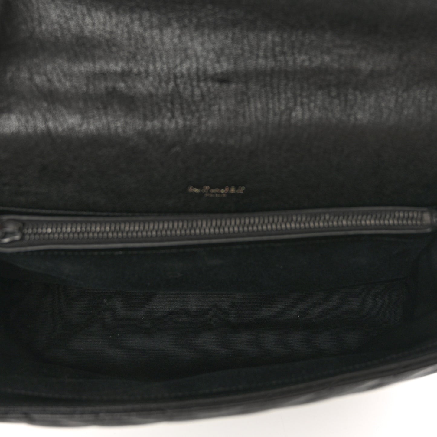 Sheepskin Matelasse Chevron Monogram Monochrome Large College Satchel Black