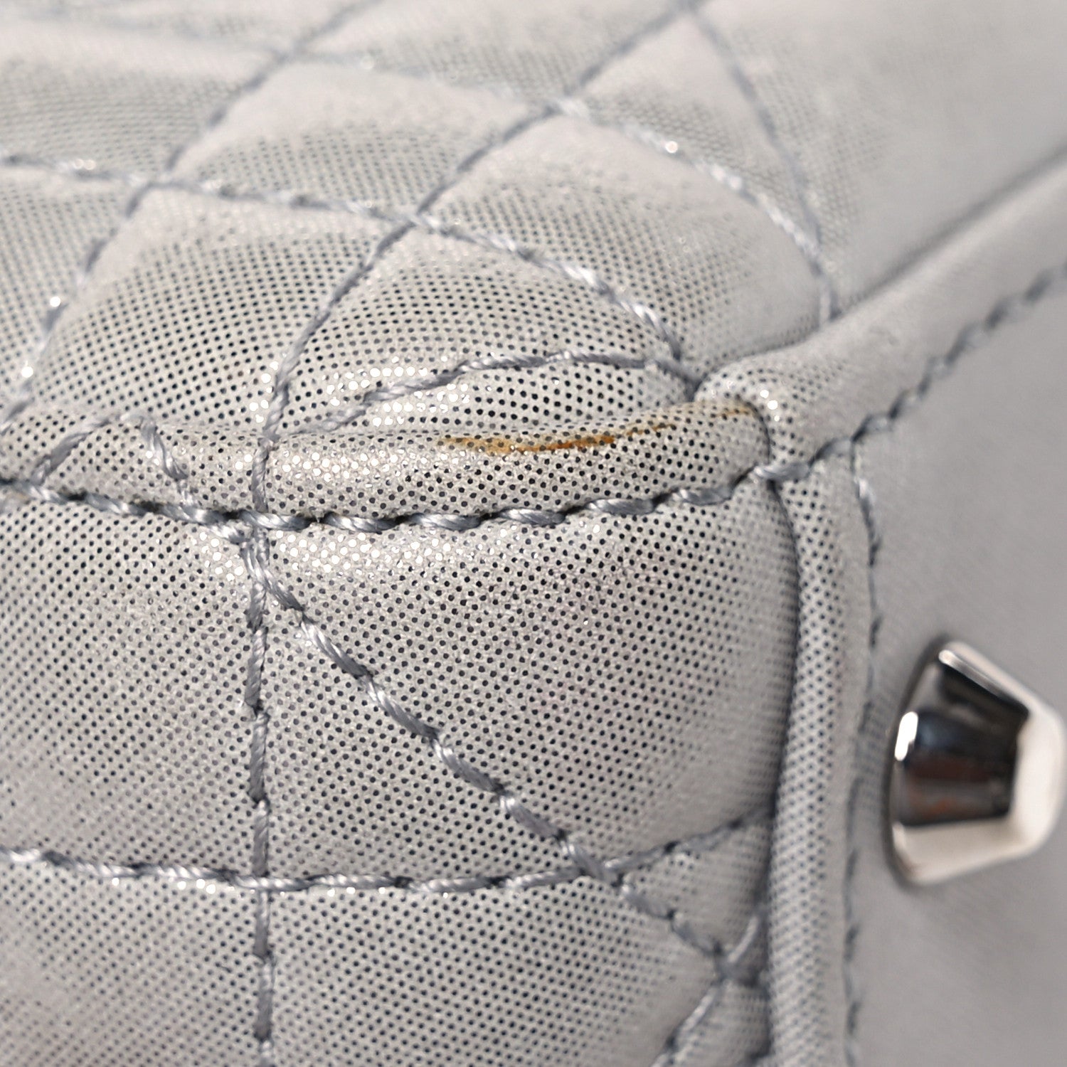 Christian Dior Metallic Nubuck Cannage Mini Lady Dior Silver 12 of 14