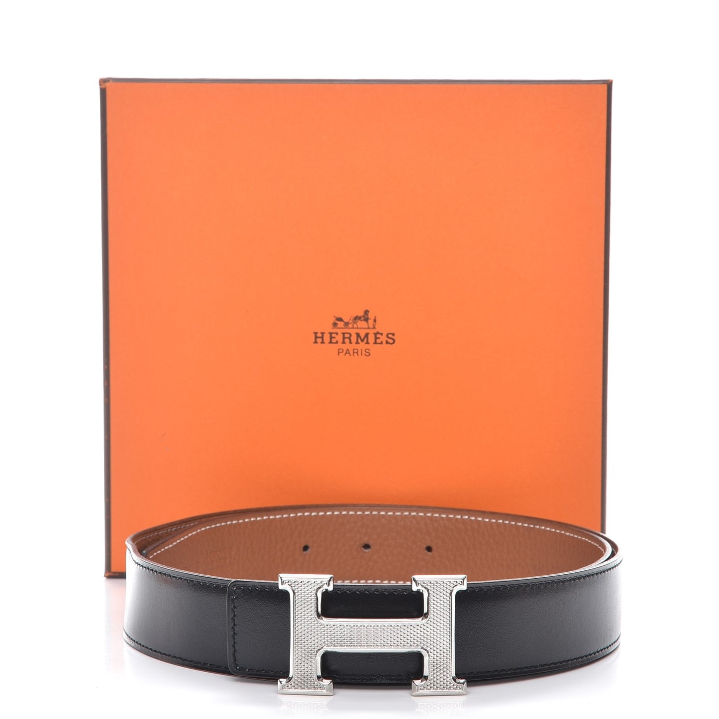 Box Togo 32mm Guilloche H Belt 85 Black Gold