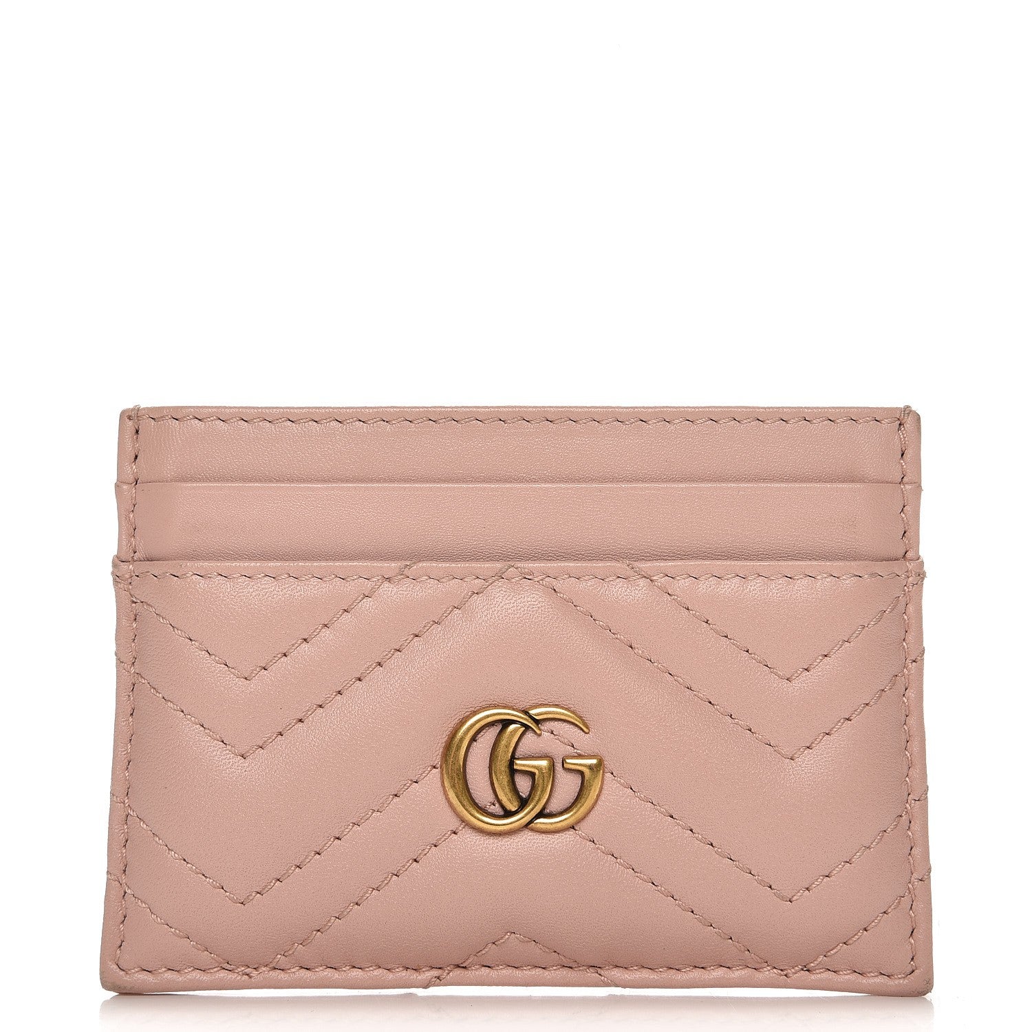 Gucci Calfskin Matelasse GG Marmont Card Holder Perfect Pink 1 of 14