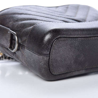 Chanel Metallic Grained Goatskin Chevron Quilted Small Gabrielle Hobo Dark Silver Gold 8 of 10