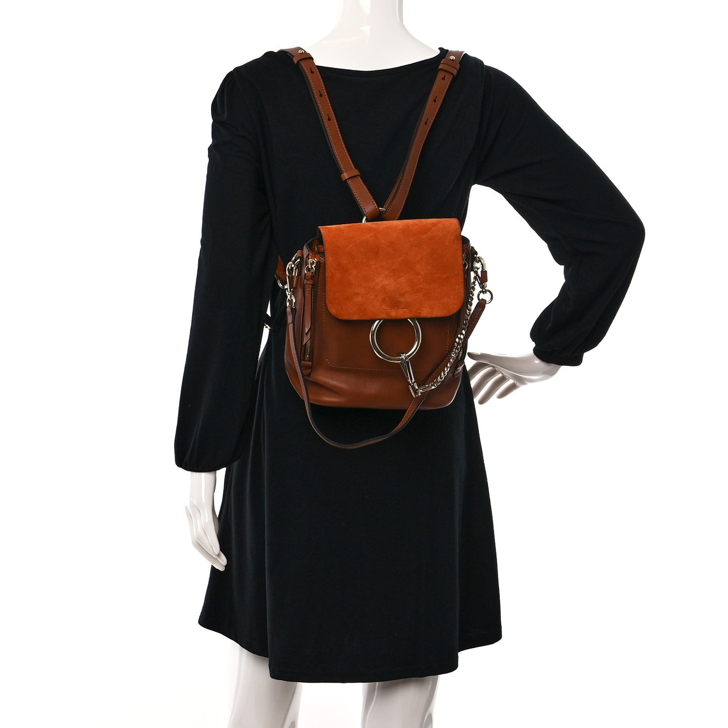 Suede Calfskin Small Faye Backpack Tan