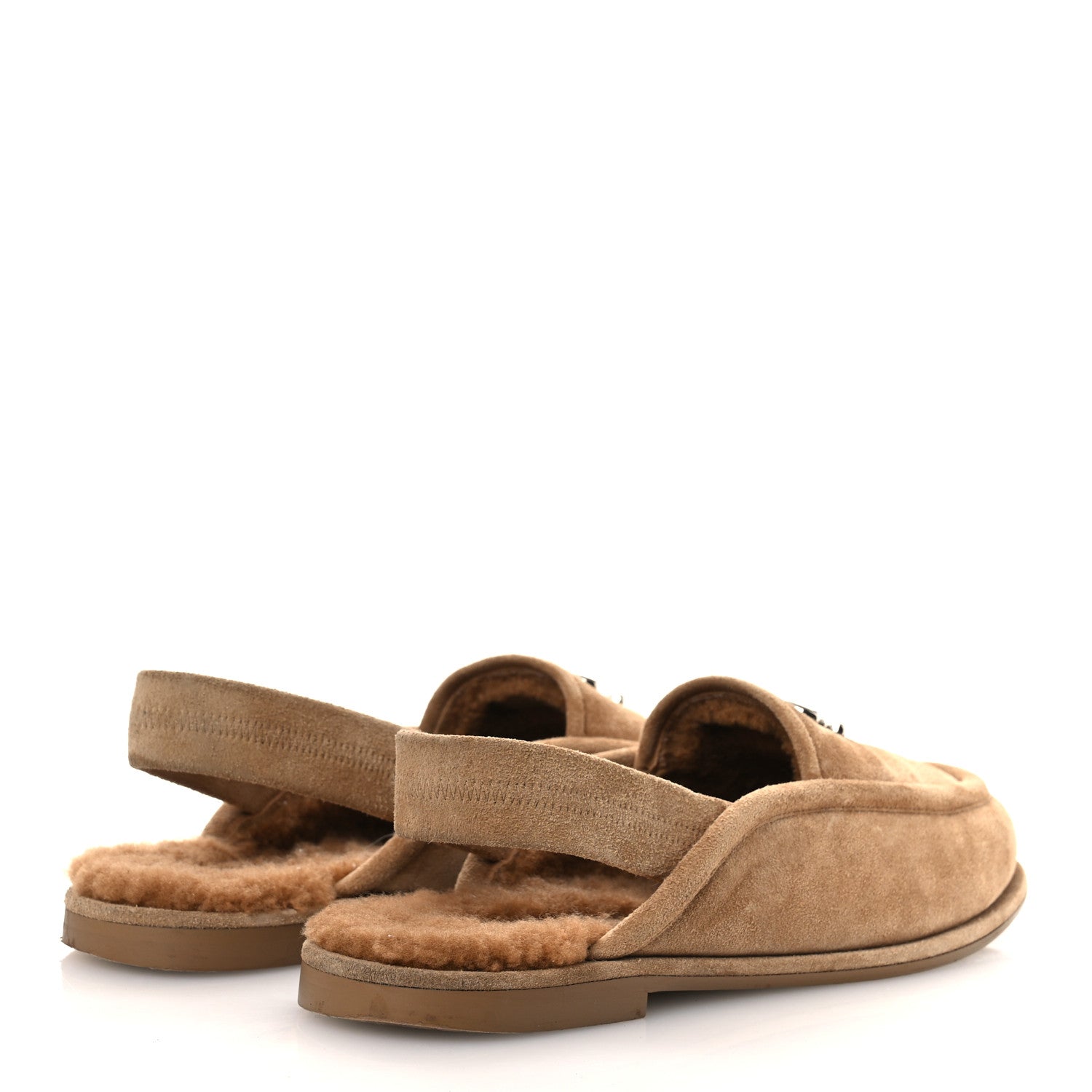 Chanel Suede Calfskin CC Slingback Loafers 38.5 Dark Beige 5 of 12