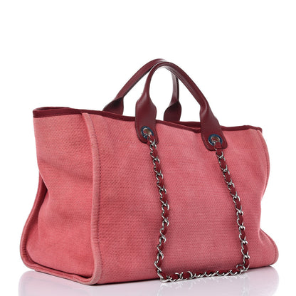 Chanel Canvas Large Deauville Tote Red 3 of 15