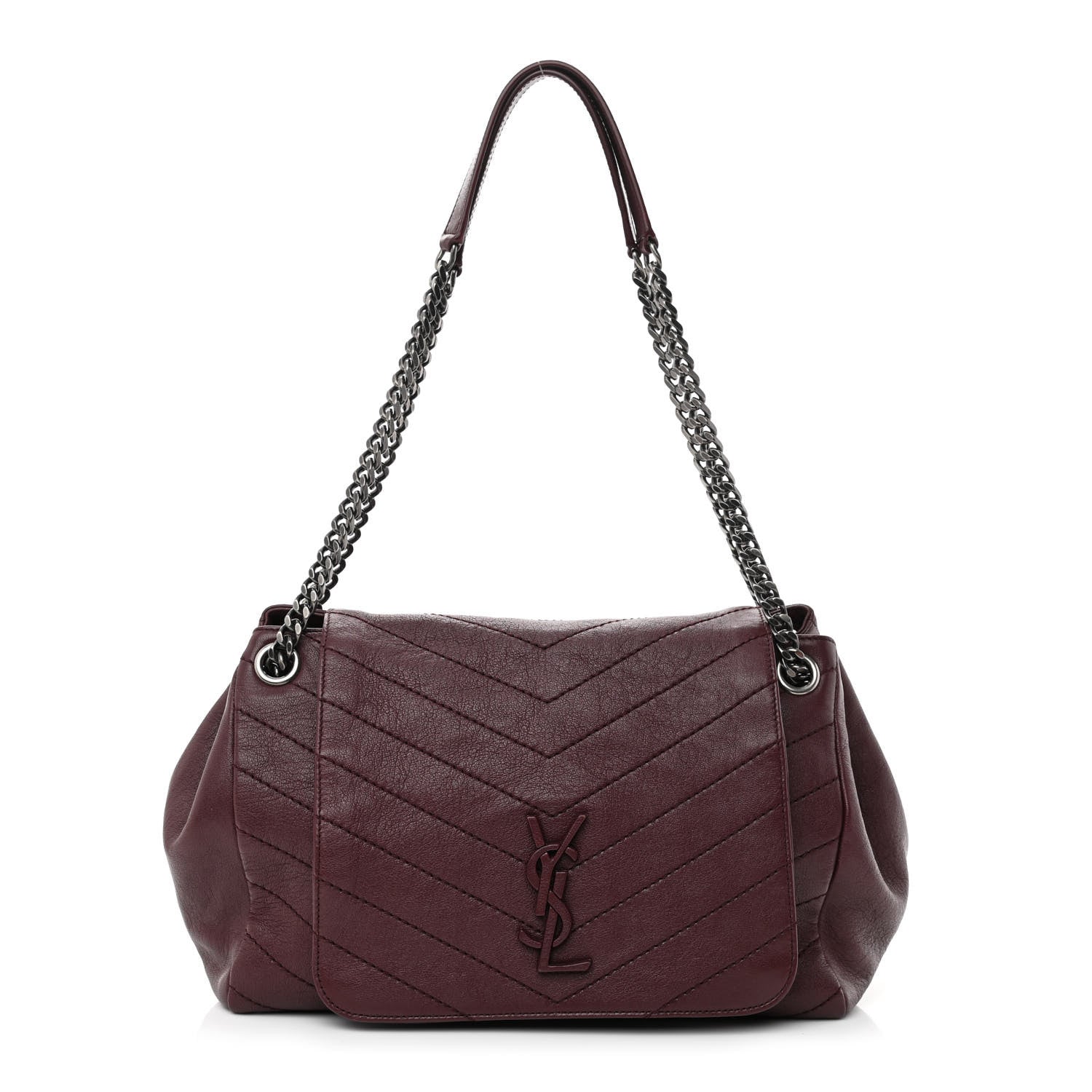 Saint Laurent Vintage Lambskin Chevron Monogram Medium Nolita Amaranto 1 of 10