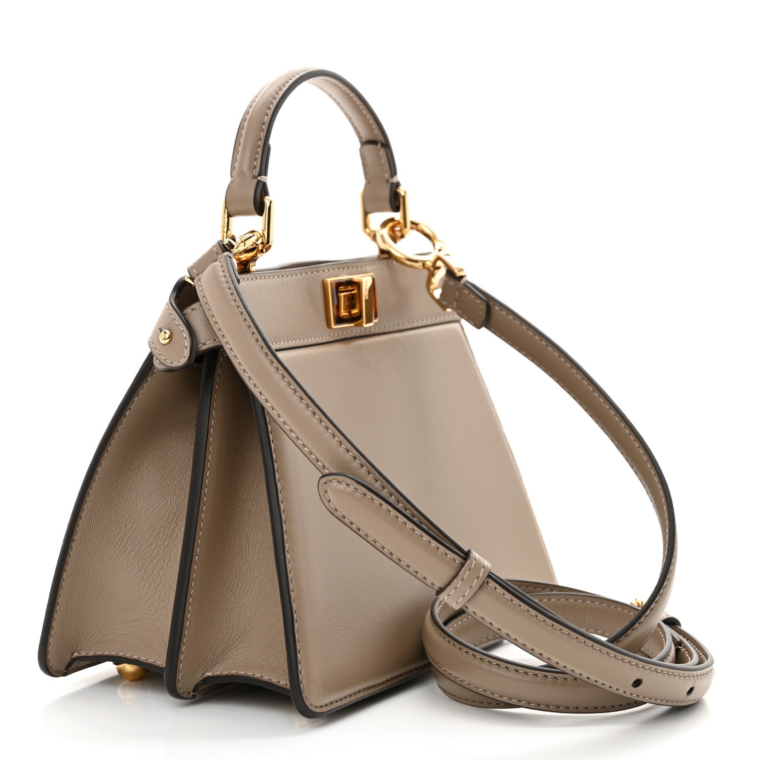 Fendi Shiny Nappa Plexiglass Petite Peekaboo I SEE U Satchel Tortora 3 of 11