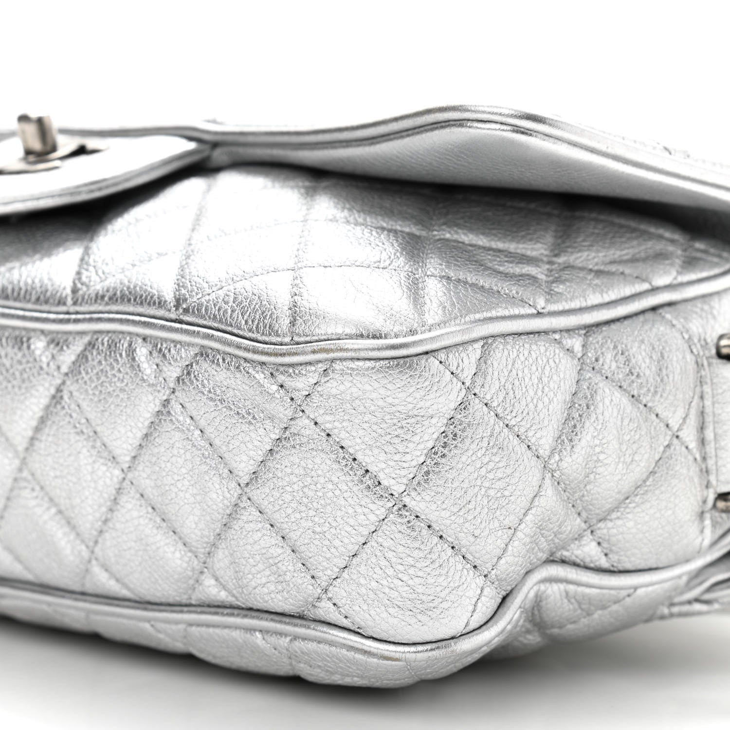 Chanel Metallic Grained Calfskin Quilted Small Casual Rock Flap Silver 10 of 10