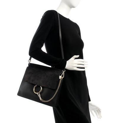 Chloe Calfskin Suede Medium Faye Shoulder Bag Carbon Grey 2 of 7