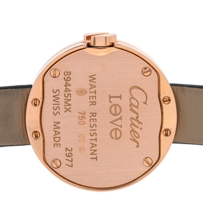 Cartier 18K Pink Gold Satin Diamond 23mm LOVE Quartz Watch Black 4 of 4