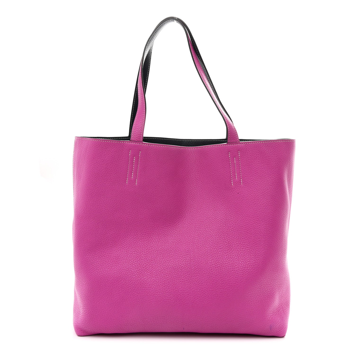 Hermes Taurillon Clemence Double Sens 36 Reversible Tote Bleu Nuit Magnolia 5 of 35