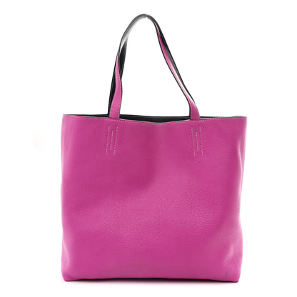 Hermes Taurillon Clemence Double Sens 36 Reversible Tote Bleu Nuit Magnolia 5 of 35