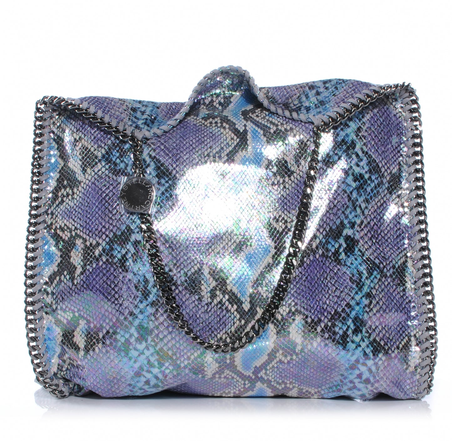 Faux Python Large Oleographic Falabella Tote Blue