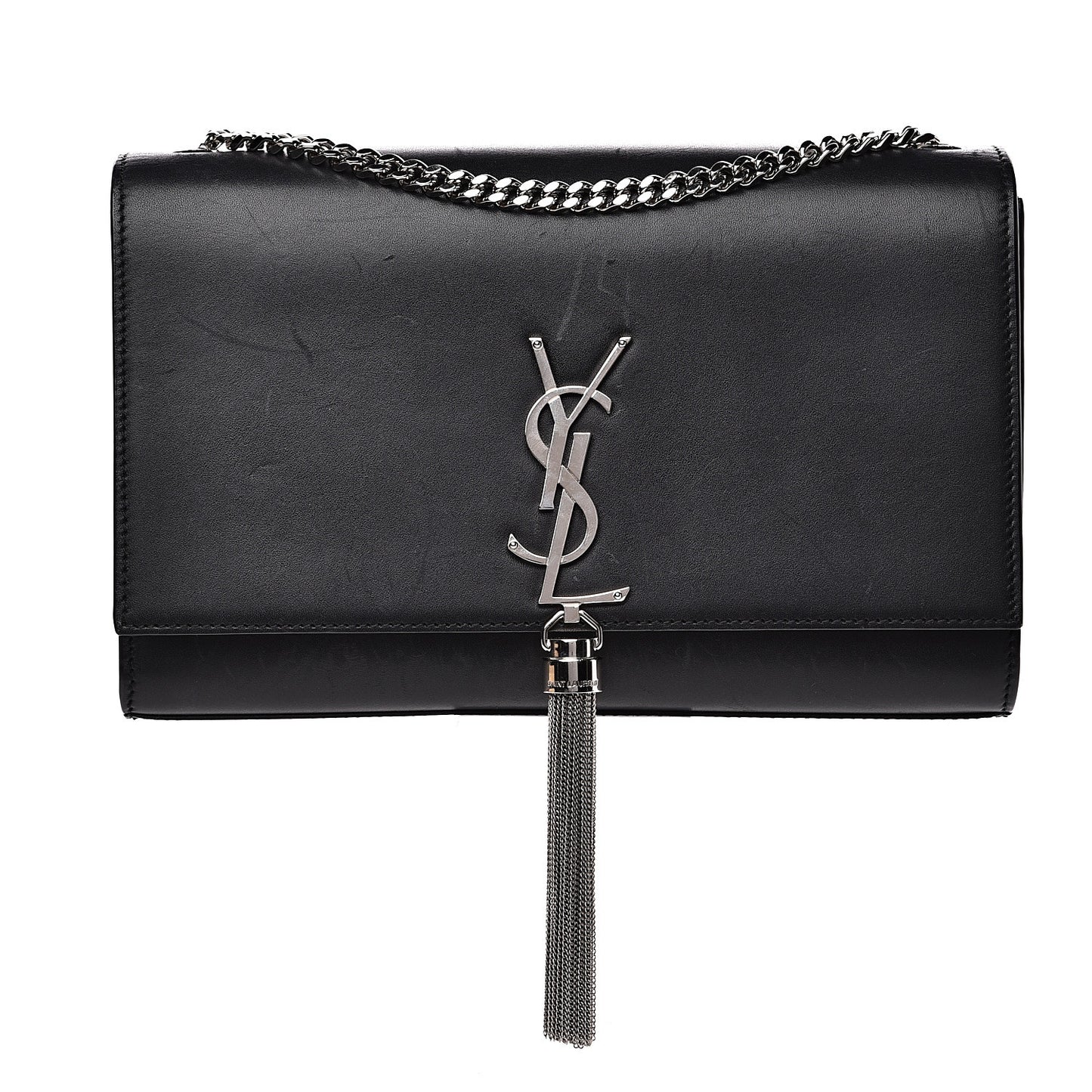 Smooth Calfskin Medium Classic Monogram Kate Tassel Satchel Black