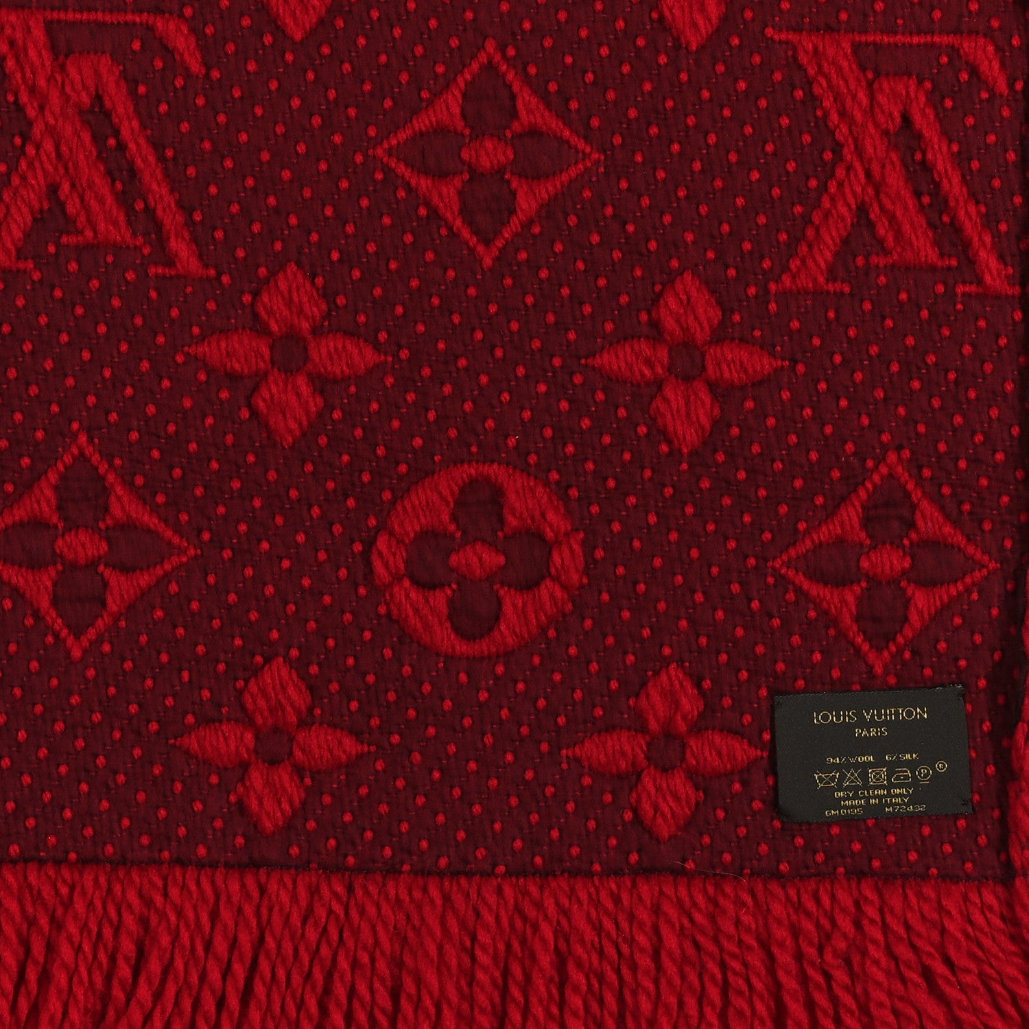 Louis Vuitton Wool Silk Logomania Scarf Rubis 3 of 4
