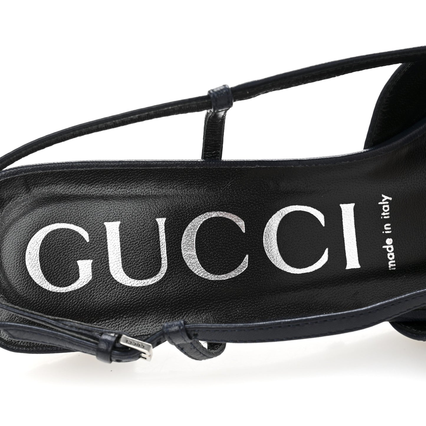 GG Monogram Malaga Kid Square G 35mm Slingback Pumps 40 Beige Blue