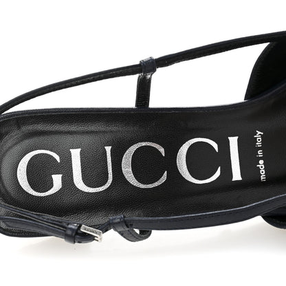 Gucci GG Monogram Malaga Kid Square G 35mm Slingback Pumps 40 Beige Blue 8 of 10