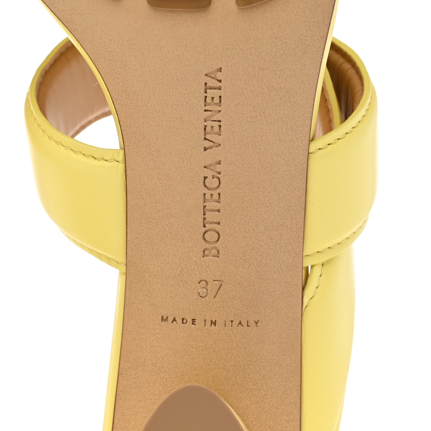 Bottega Veneta Vienna Calfskin The Band Cross Strap Mule Sandals 37 Lemonade 7 of 7
