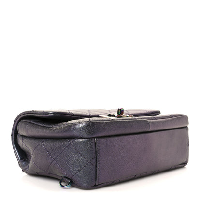 Chanel Iridescent Goatskin Quilted Small Double Carry Waist Chain Flap Purple 4 of 10