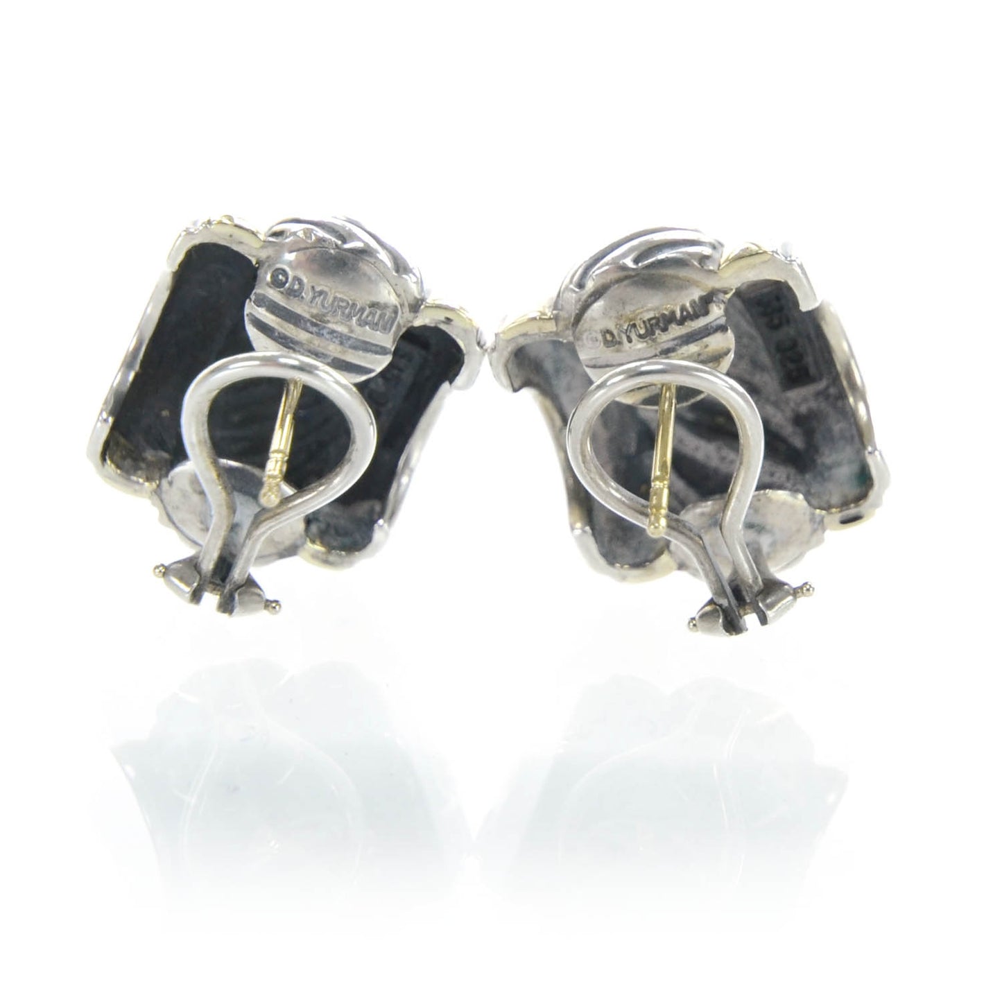 14k White Gold and Sterling Silver Huggie Hoop Earrings