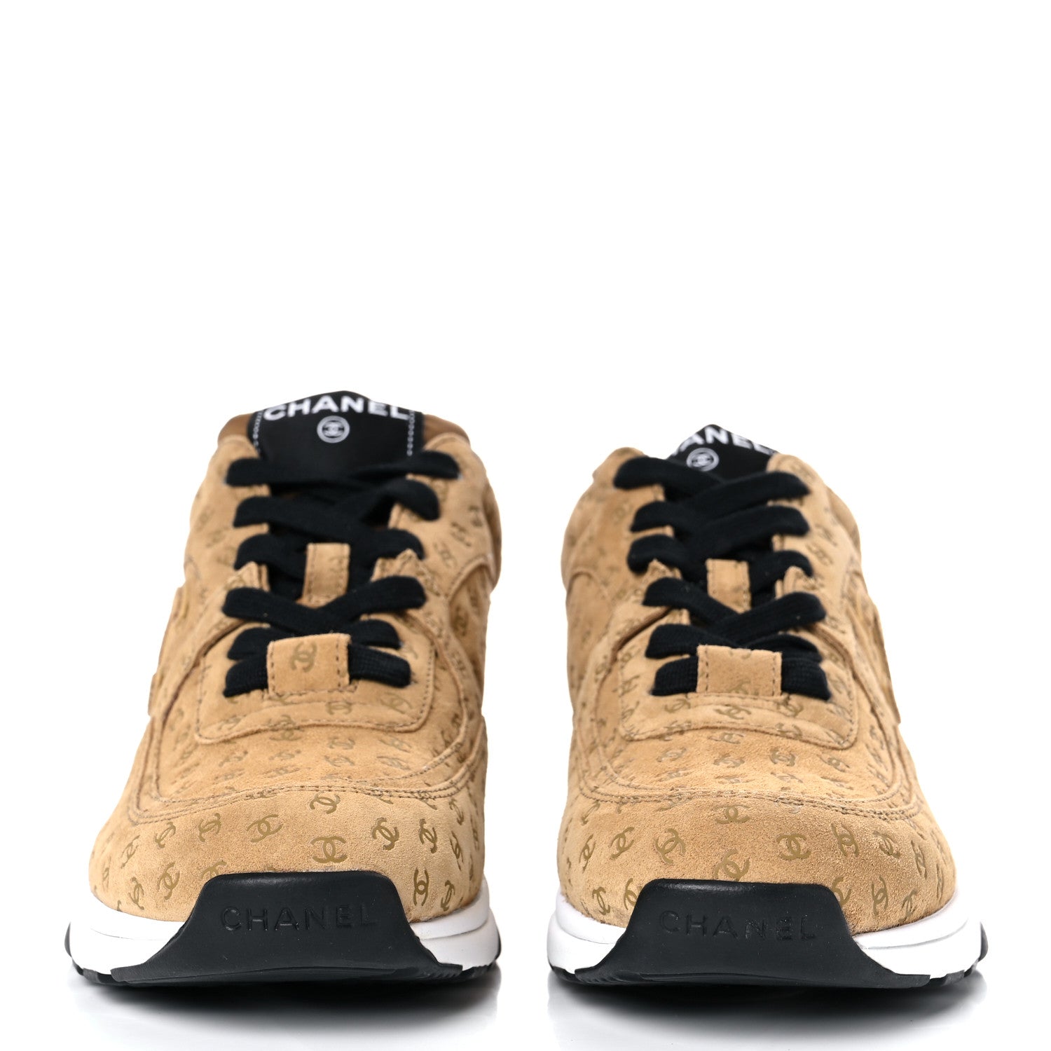 Chanel Suede Calfskin Printed CC Sneakers 39 Beige 2 of 11
