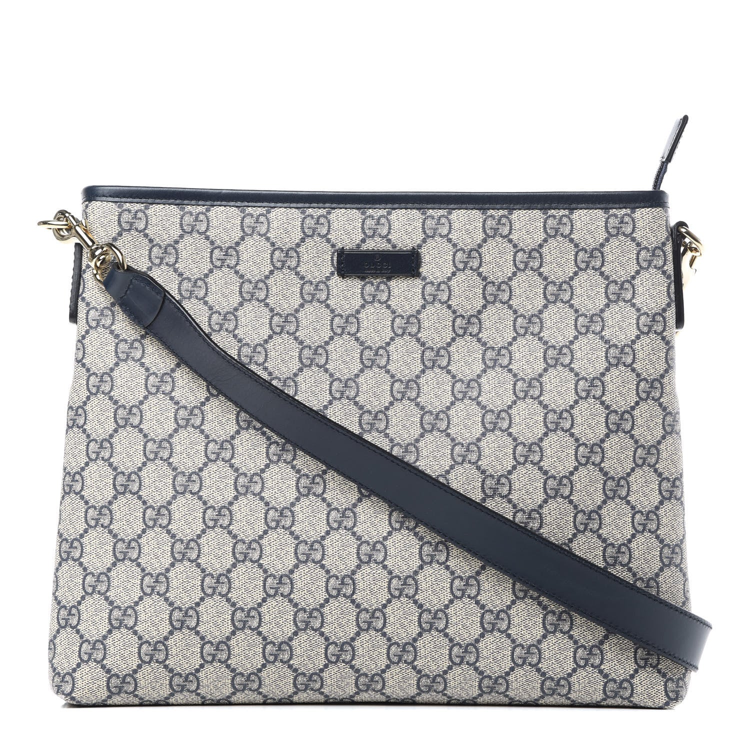 Gucci GG Plus Monogram Medium Flat Messenger Bag Navy 1 of 13