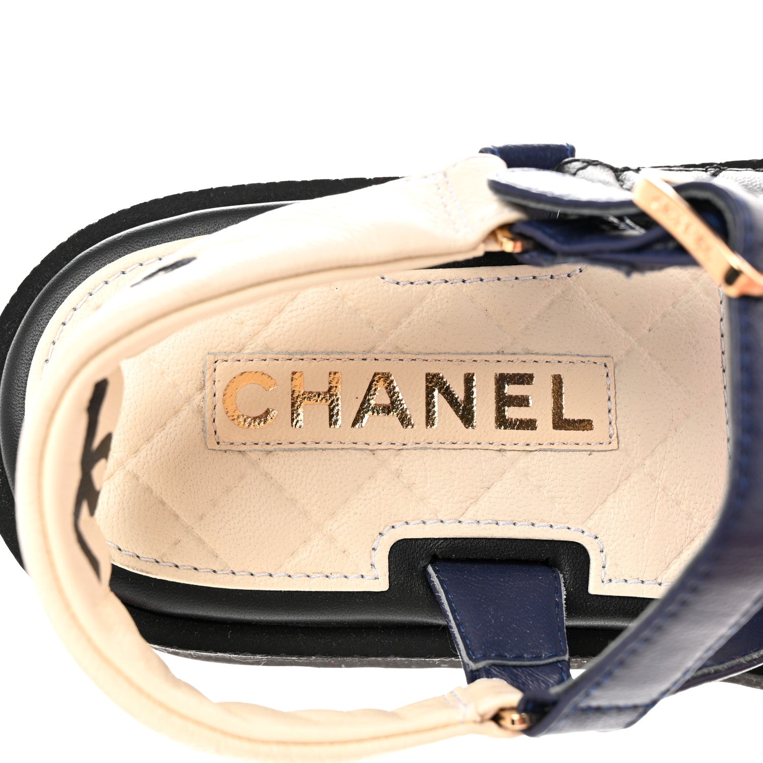 Chanel Lambskin Logo Platform Sandals 40 Red Black Ivory Navy Blue 7 of 8