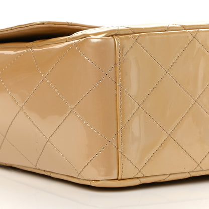 Chanel Metallic Patent Quilted Maxi Single Flap Beige 8 of 16