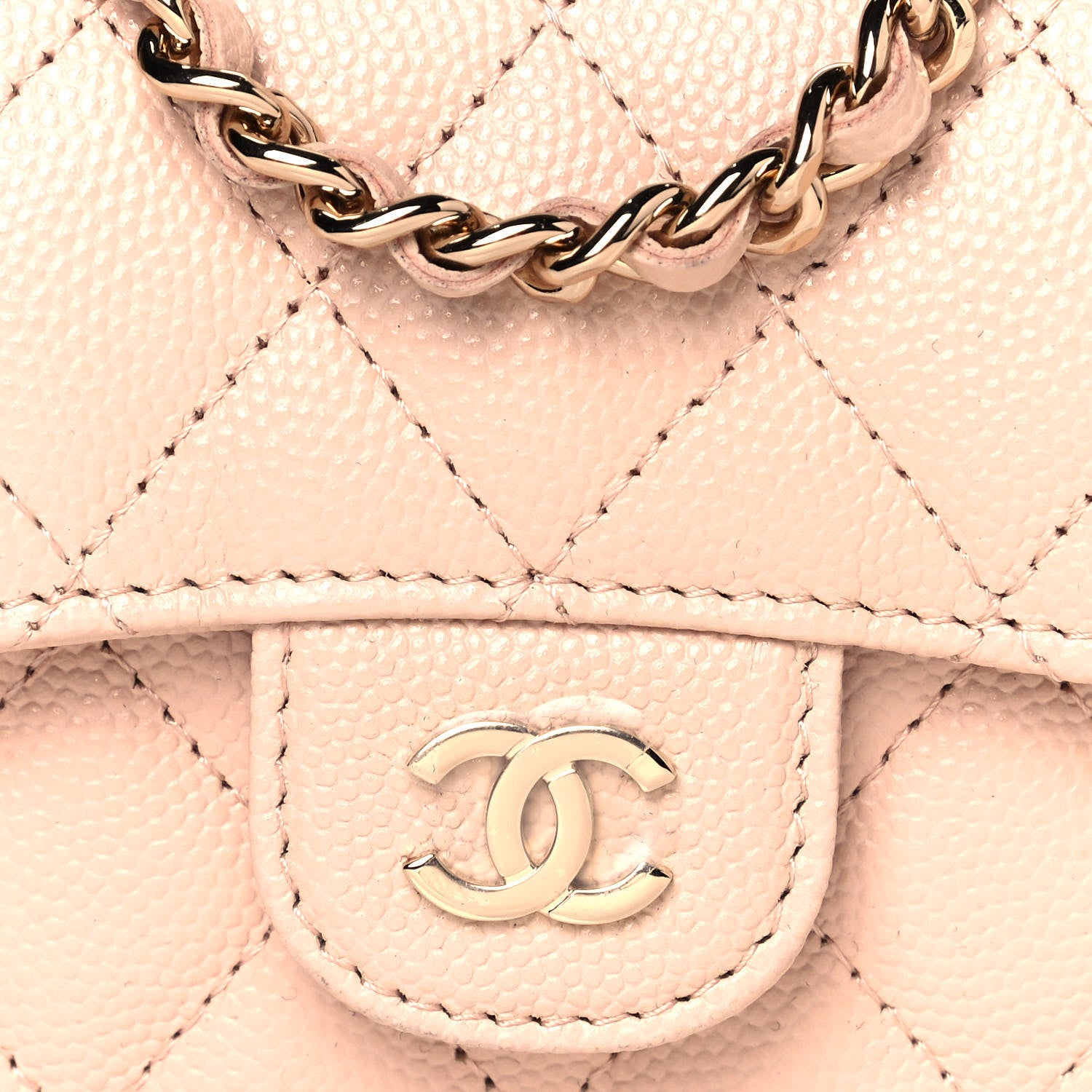 Chanel Caviar Quilted Mini Clutch With Chain Light Beige 9 of 14