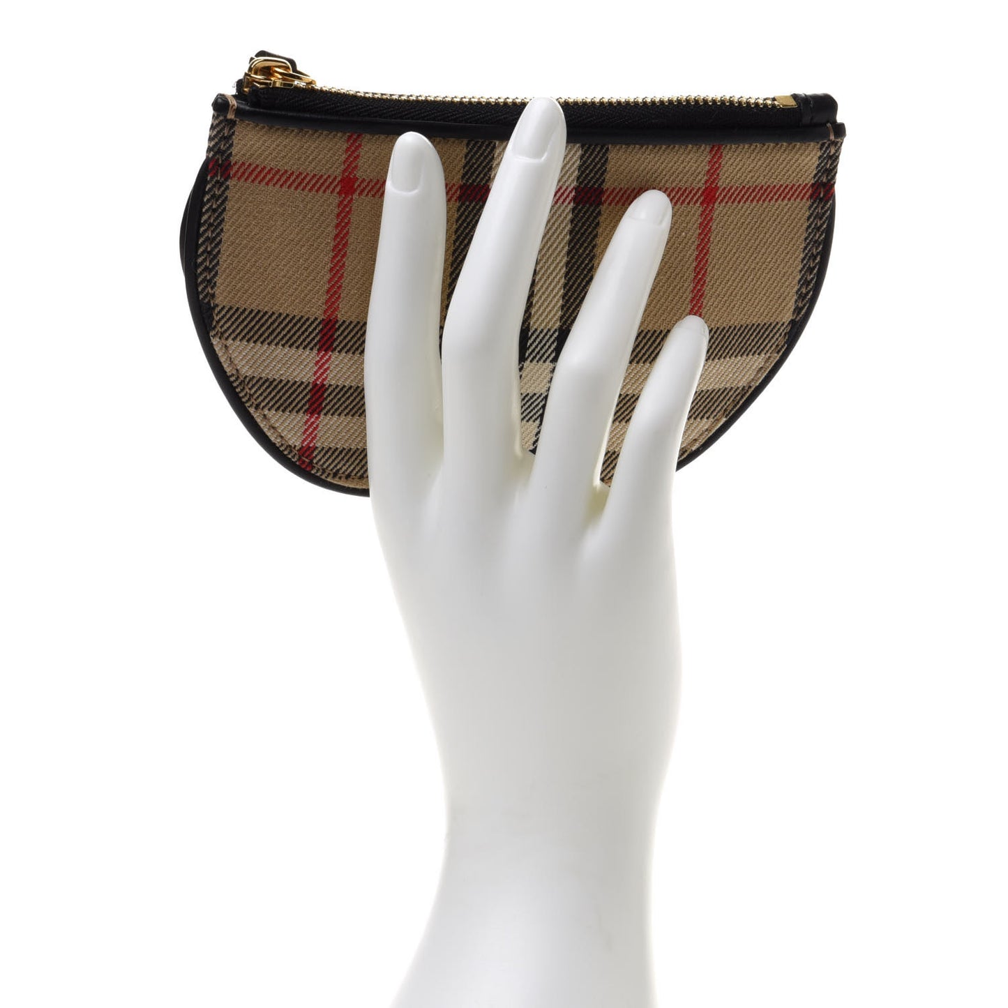 Cotton Calfskin Vintage Check Small Olympia Zip Pouch Archive Beige
