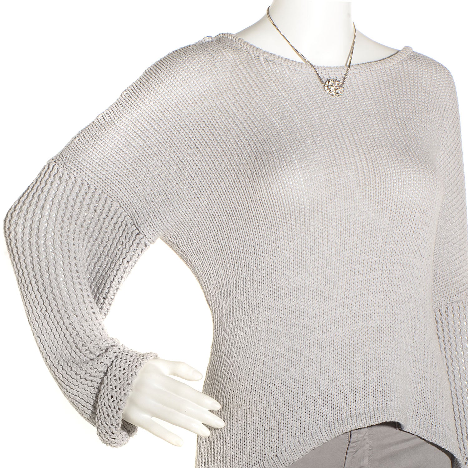 Chanel Crystal Camellia CC Necklace Silver 2 of 7