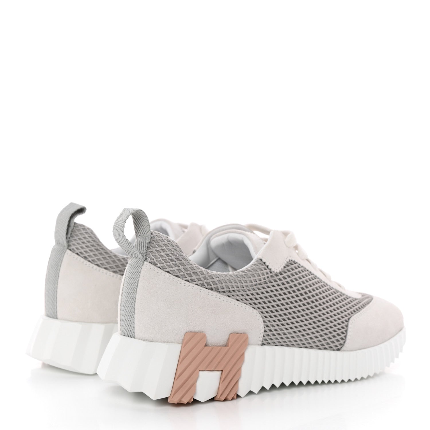 Hermes Air Mesh Suede Goatskin Bouncing Sneakers 36 Gris Lulea White 4 of 10