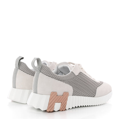 Hermes Air Mesh Suede Goatskin Bouncing Sneakers 36 Gris Lulea White 4 of 10