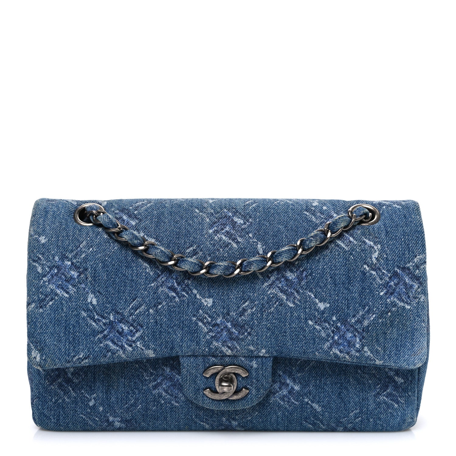 Chanel Denim Bleached Chain Medium Double Flap Blue 1 of 10