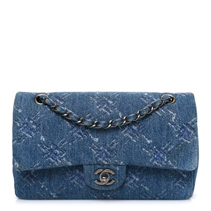 Chanel Denim Bleached Chain Medium Double Flap Blue 1 of 10