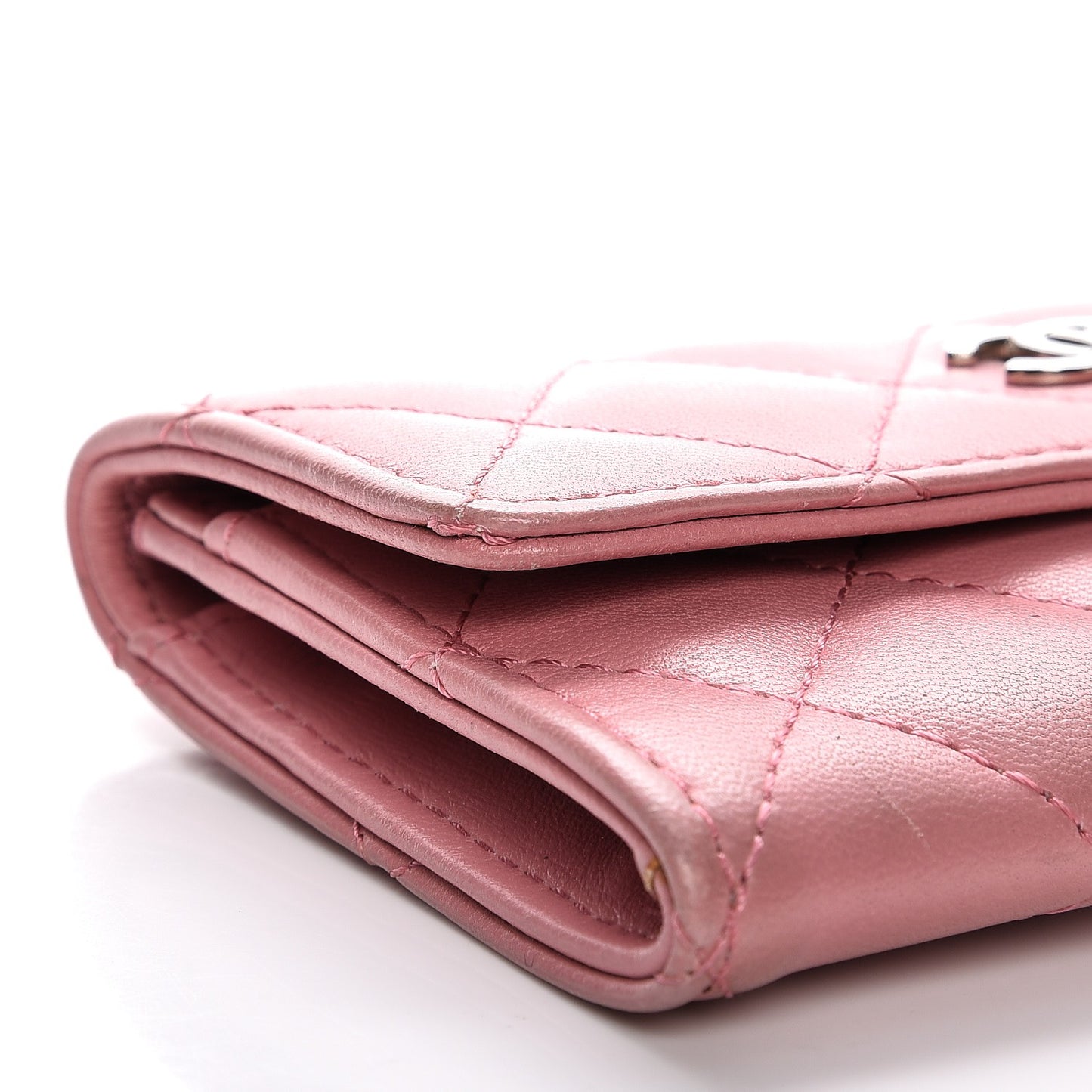 Lambskin Quilted CC Card Holder Pink