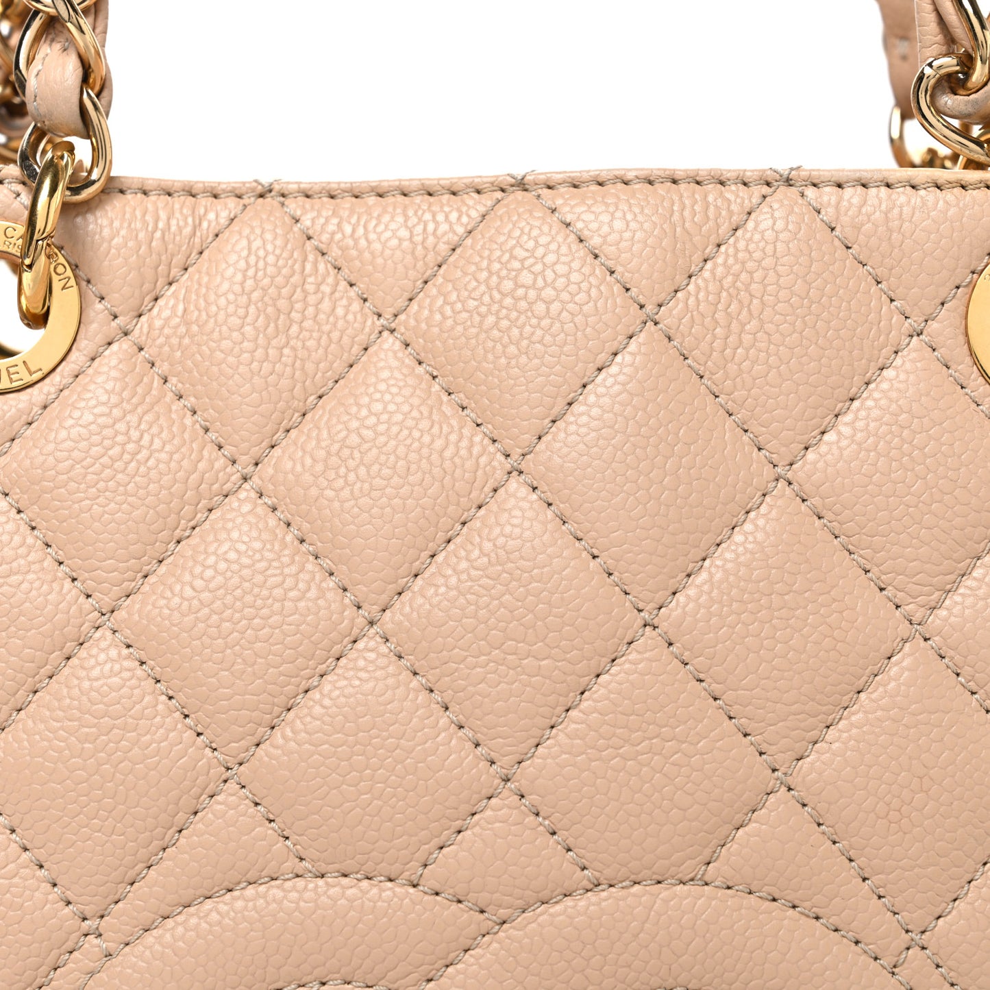 Caviar Quilted Petit Shopping Tote PST Beige Clair