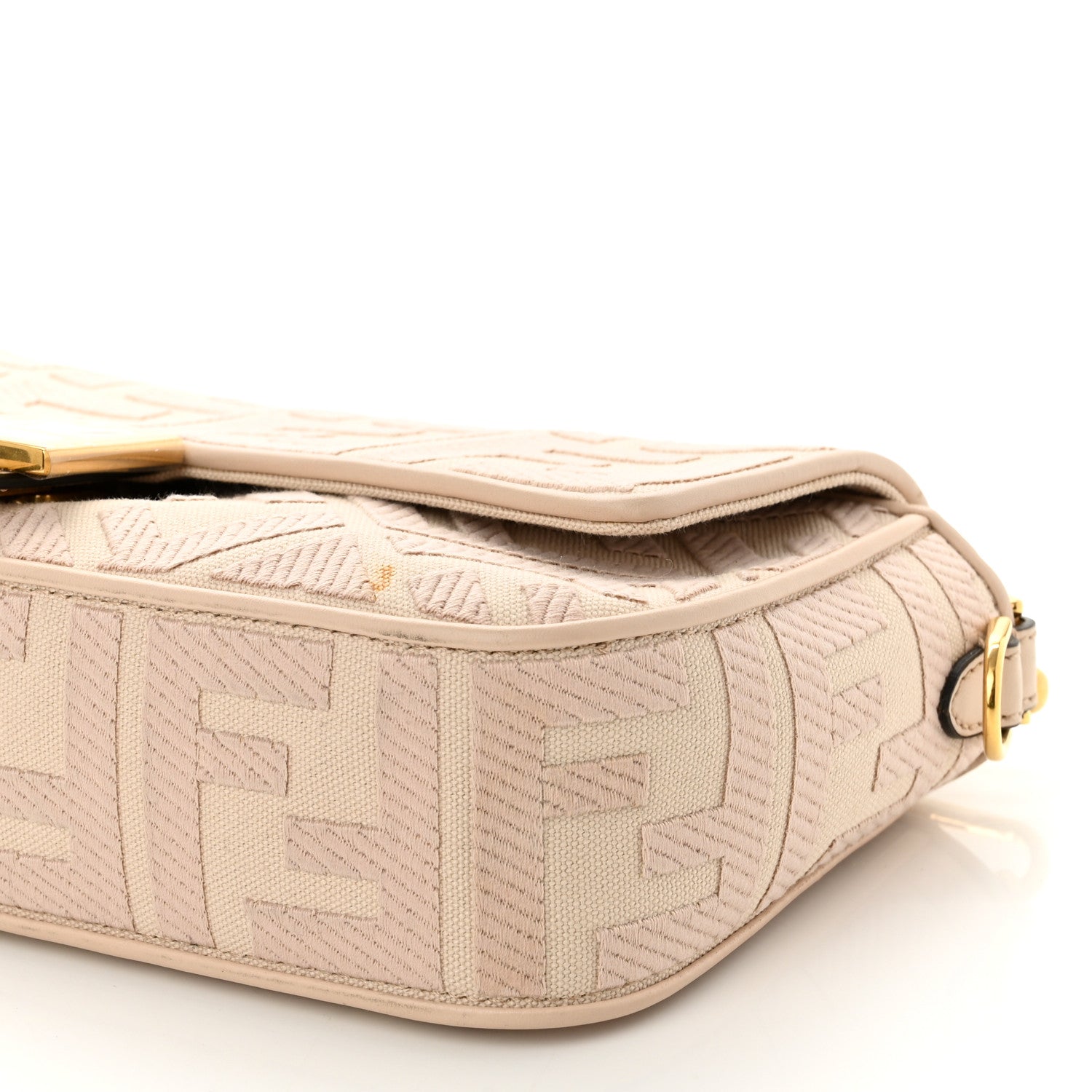 Fendi Canvas Vitello King Bi-Color Strap FF Embroidered Baguette Poudre 10 of 11