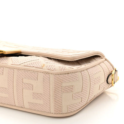 Fendi Canvas Vitello King Bi-Color Strap FF Embroidered Baguette Poudre 10 of 11