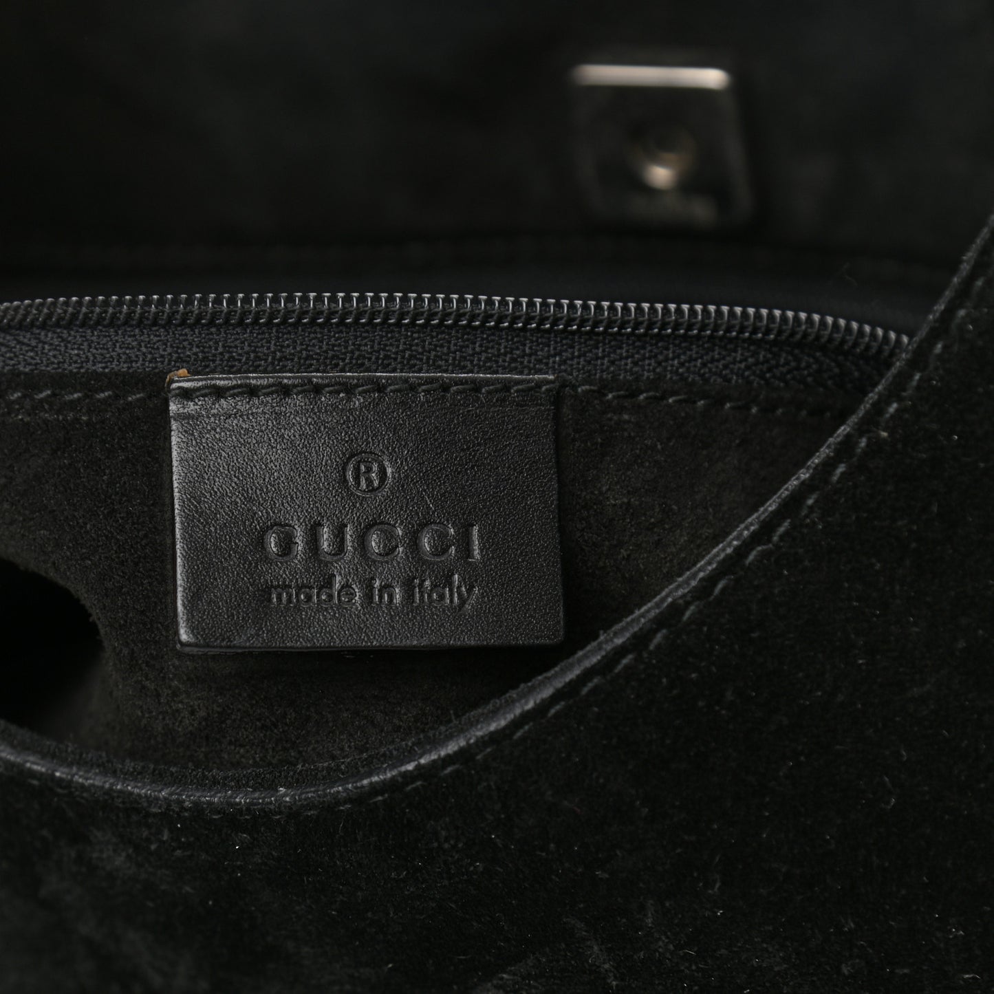 Suede Logo Hobo Bag Black