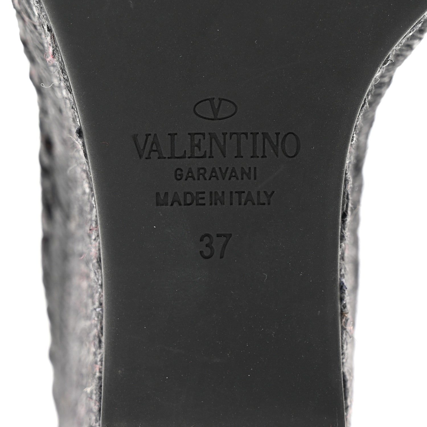 Valentino Garavani Grainy Cowhide VLogo Ankle Wrap Espadrille Wedge Sandals 37 Black 8 of 8