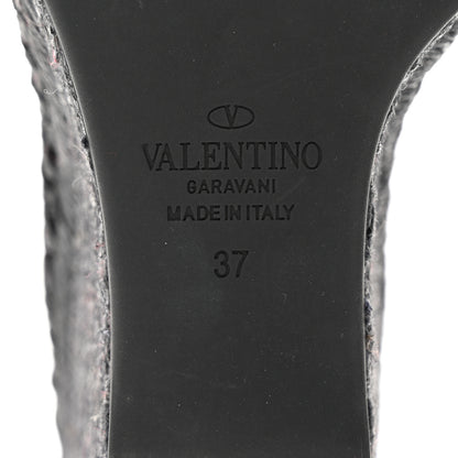 Valentino Garavani Grainy Cowhide VLogo Ankle Wrap Espadrille Wedge Sandals 37 Black 8 of 8